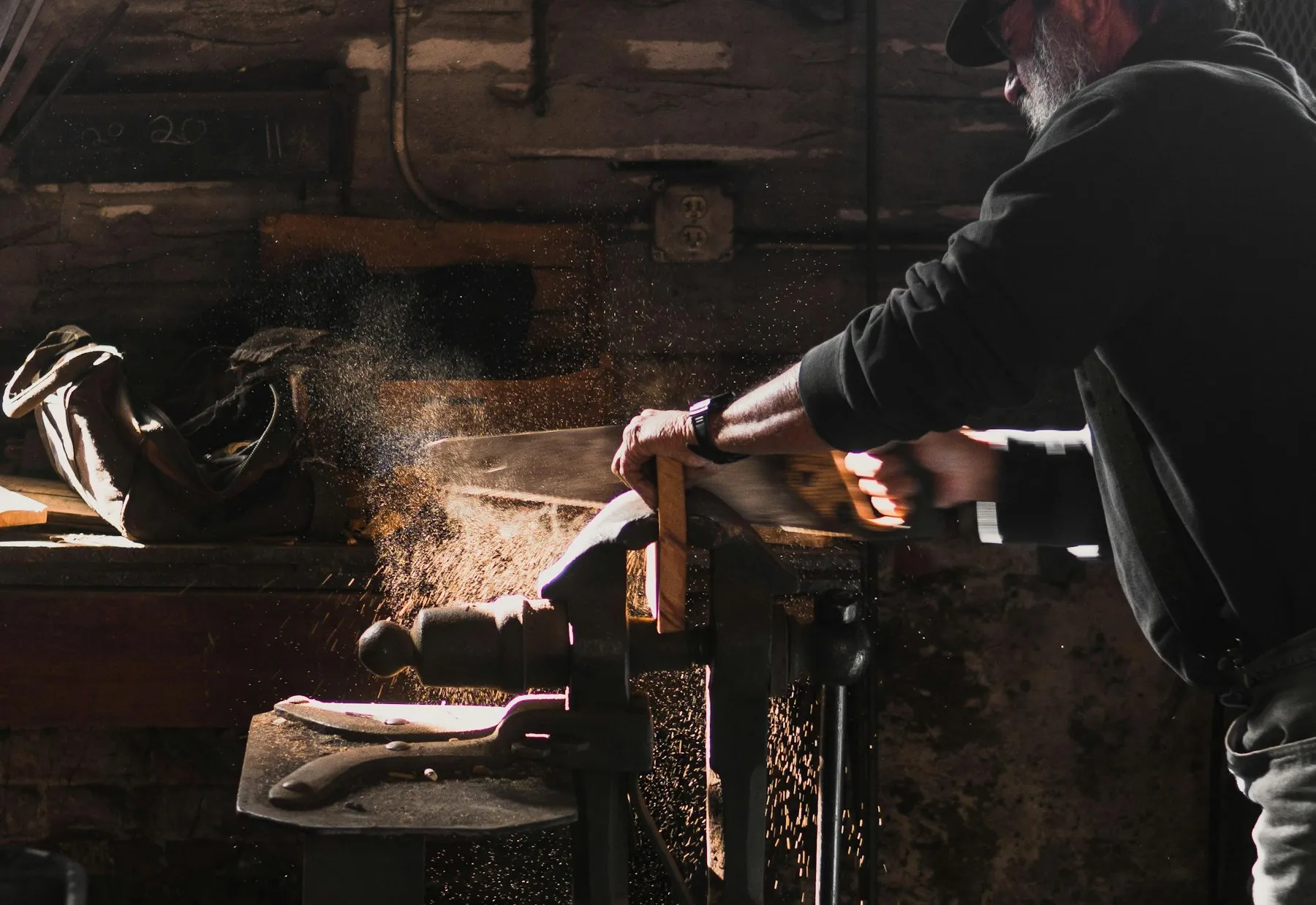 The workshop, planing a board